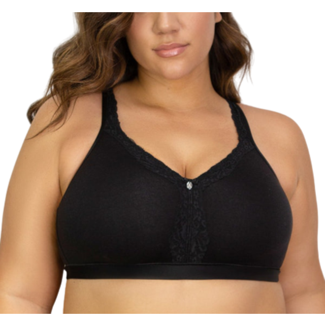 Curvy Couture Cotton Luxe Unlined Wireless Bra - Black On Black