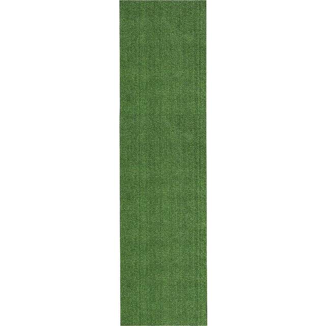 Ottomanson Evergreen Collection Waterproof Solid Indoor/Outdoor (2'7 x 4') 3 ft. x 4 ft. Green Artificial Grass Area Rug
