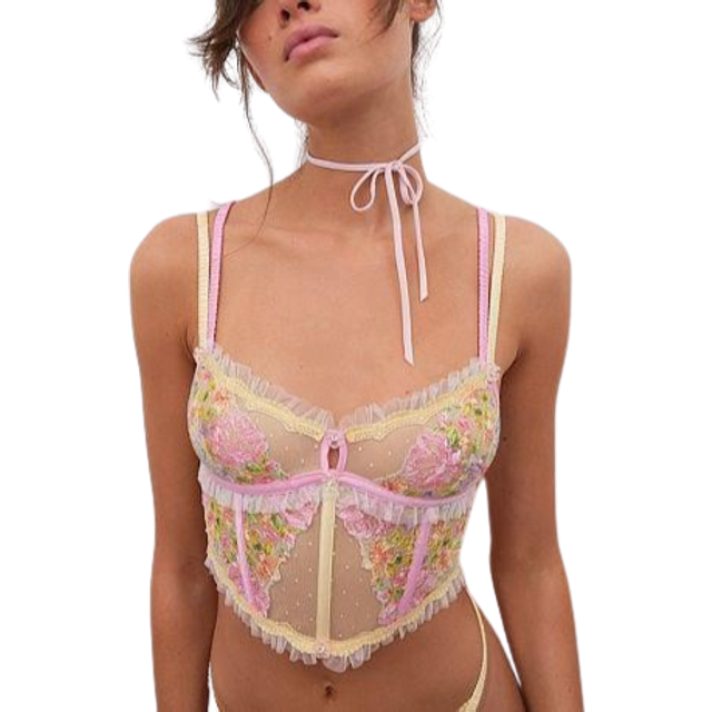 For Love & Lemons Floral Frenzy Bustier - Yellow • Price »