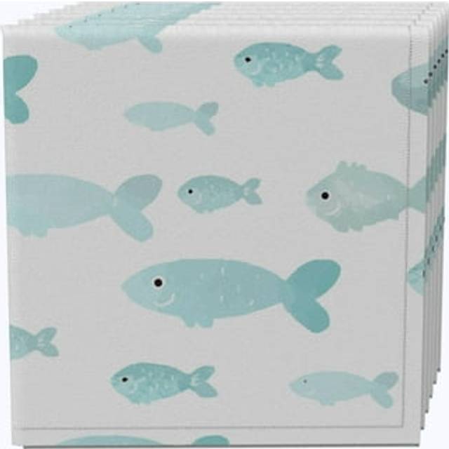 Bed Bath & Beyond Inc. Set 20x20 Underwater Fish Cloth Napkin Blue  (50.8x50.8) • Price »