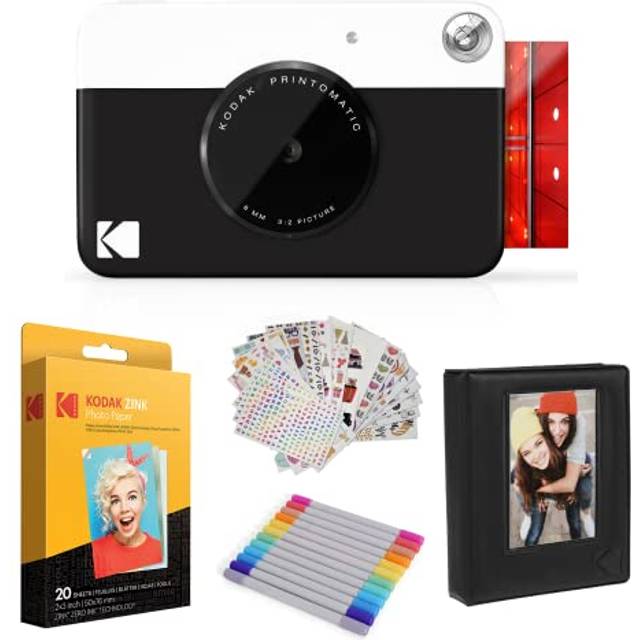 Kodak Printomatic Instant Camera Black Bundle 20 Pack Zink Paper