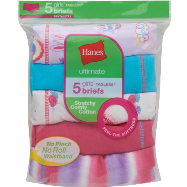 Hanes Girl's Ultimate Cotton Stretch Briefs 5-pack - Assorted 1