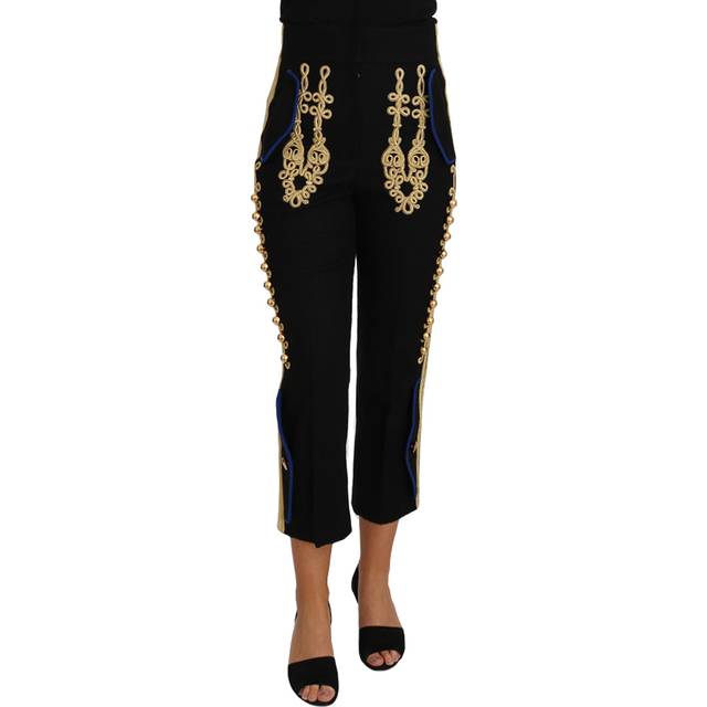 Dolce & Gabbana Military Embellished Pants Black Gold Dress Pant IT38 ...
