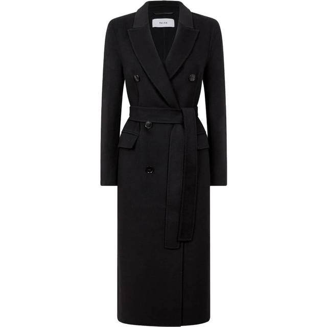 Reiss Arla Relaxed Wool Blend Blindseam Belted Coat - Black • Preis