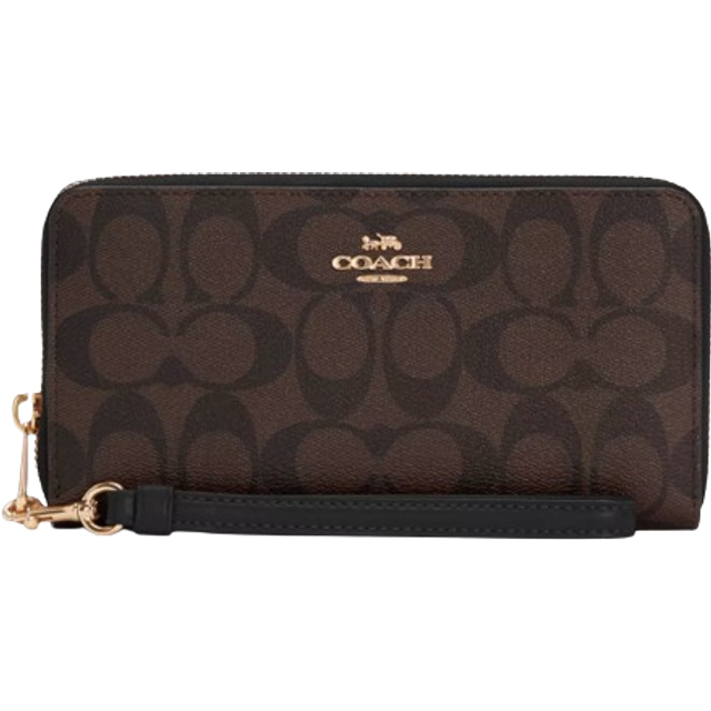 Coach Outlet Long Zip Around Wallet In Signature Canvas - Gold