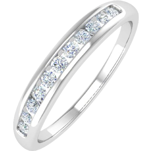 Finerock Channel Set Round Wedding Band Ring - White Gold/Diamond • Price