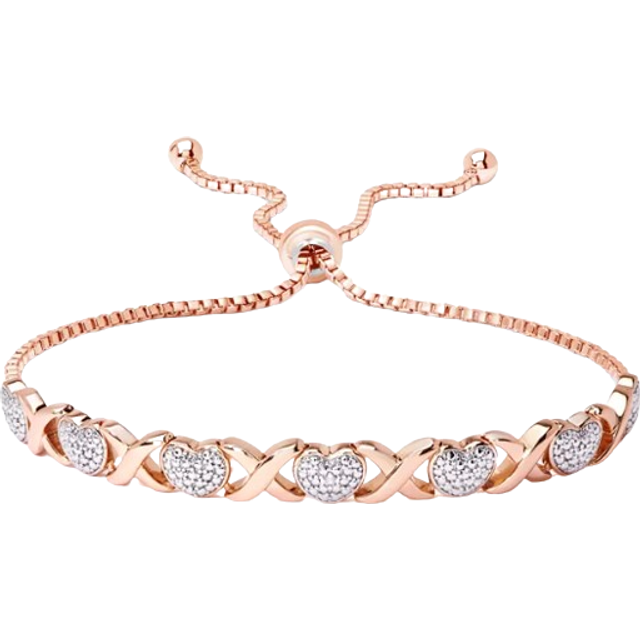 Macy's Accent Heart X Link Bracelet - Rose Gold/Diamond • Price